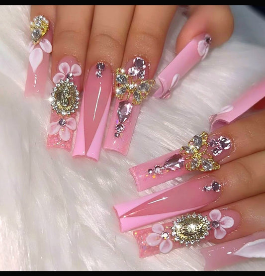 Pink Press on nails