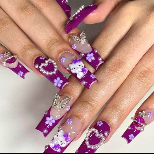 Purple press on nails